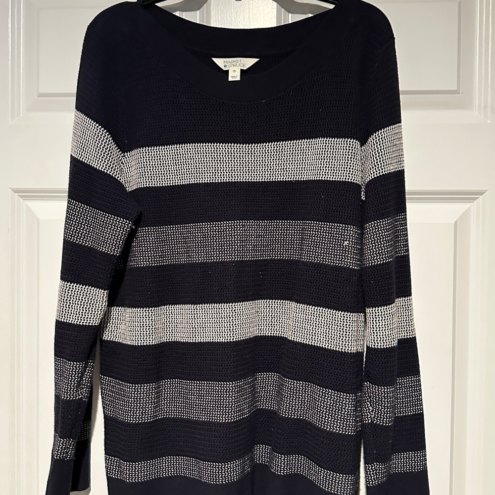 Market & Spruce Black Waffle Knit Crewneck (Stitch Fix)